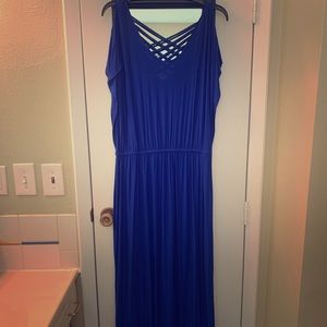 Bright blue, long dress, maxi